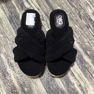 G by Guess Black Plush Sandals